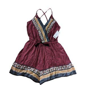 Women's NWT MNG spaghetti strap crisscross romper, multicolored, size M